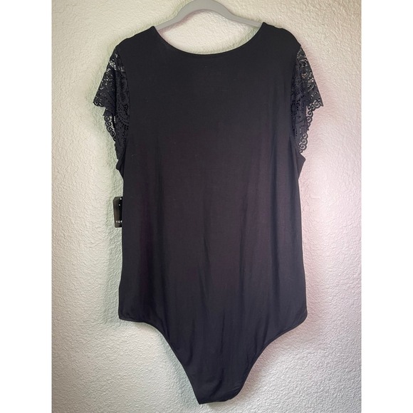 Torrid Super Soft Bodysuit Lace Sleeve V-Neck Top Black Size 2X - Picture 4 of 4
